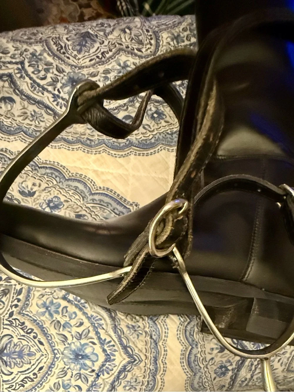 Black Leather English Riding Boots and spurs